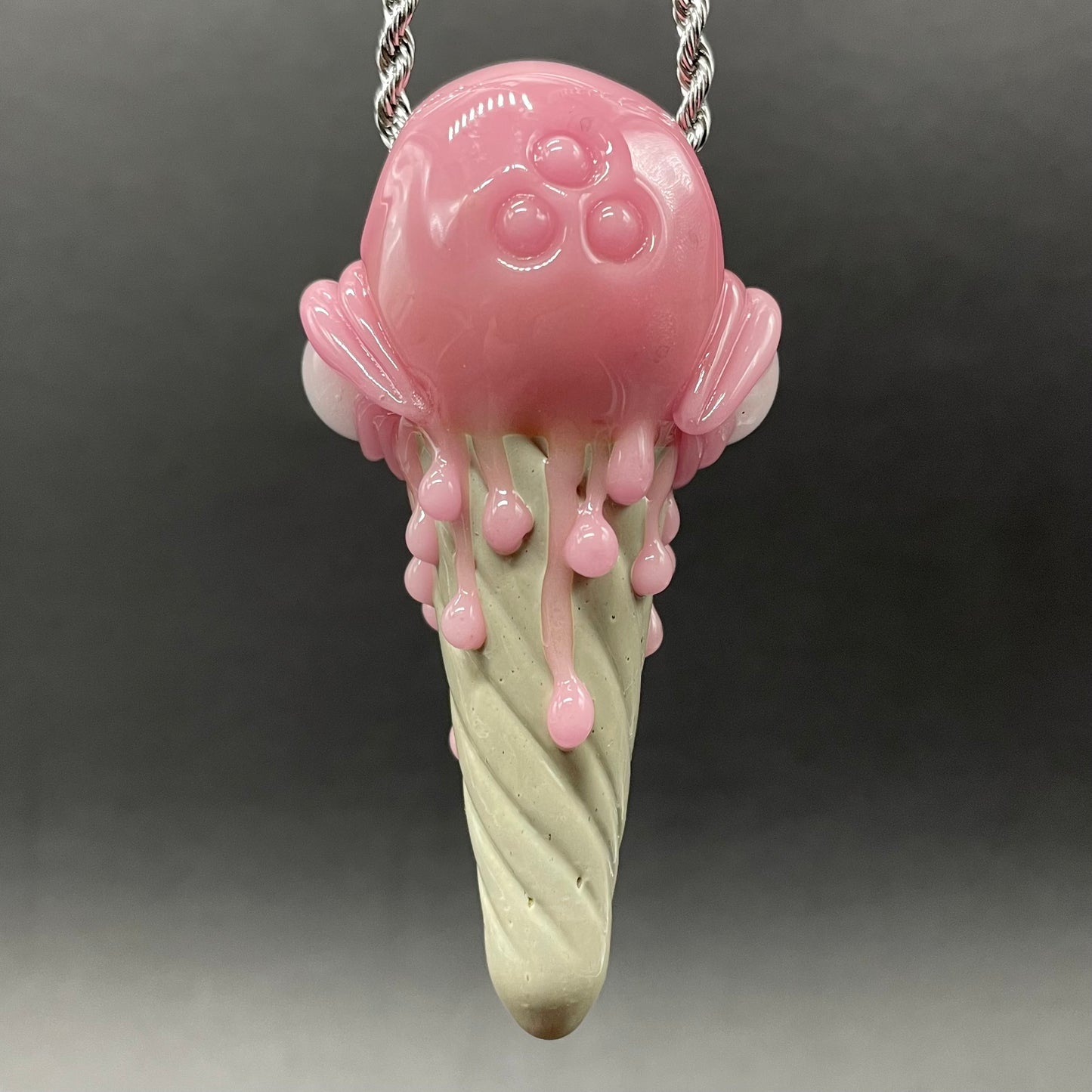Ice scream cone pendant glass art - premium handcrafted piece