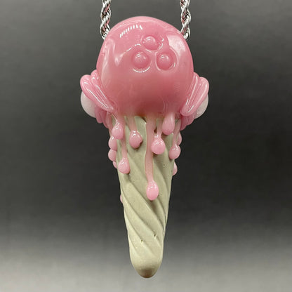 Ice scream cone pendant glass art - premium handcrafted piece