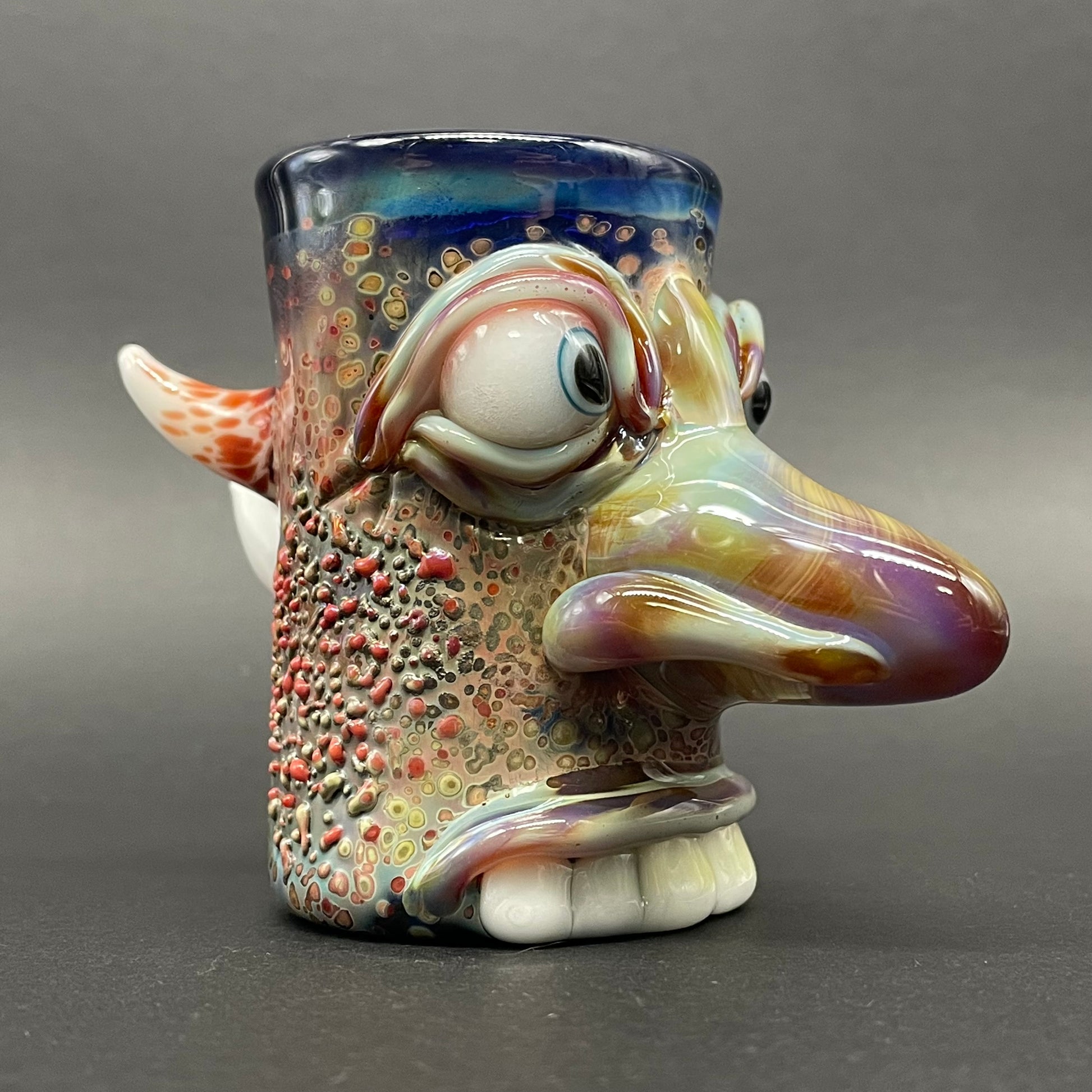 Shnoz shot glass detail view - premium glass art