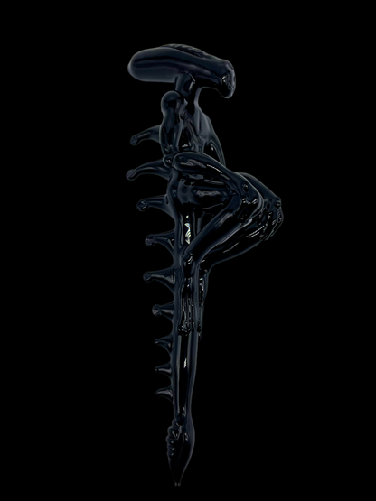 Hand-blown Xenomorph sculpture - Leviathan Glass original