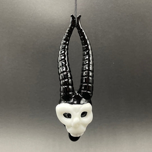 Hand-blown glass evil elf pendant by Leviathan Glass