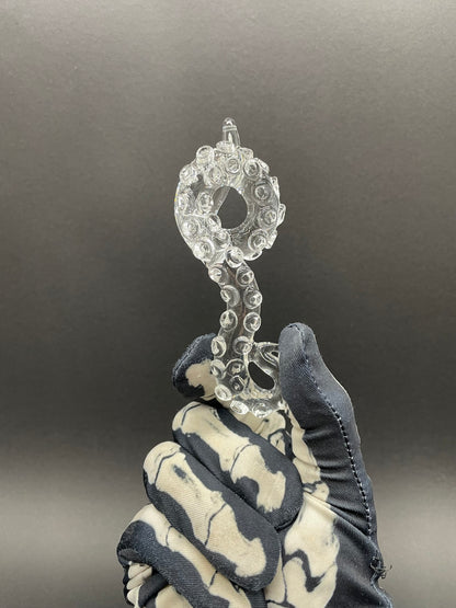 Hand-blown 3 clear tentacle ornaments - Leviathan Glass original