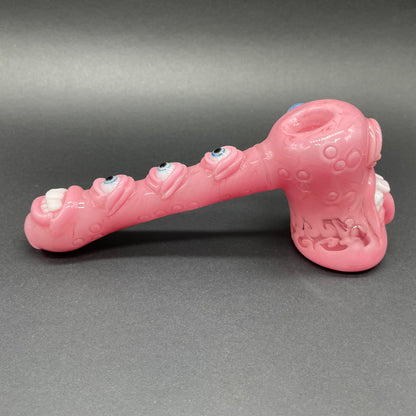 Hand-blown Pink evil eye bubbler - Leviathan Glass original