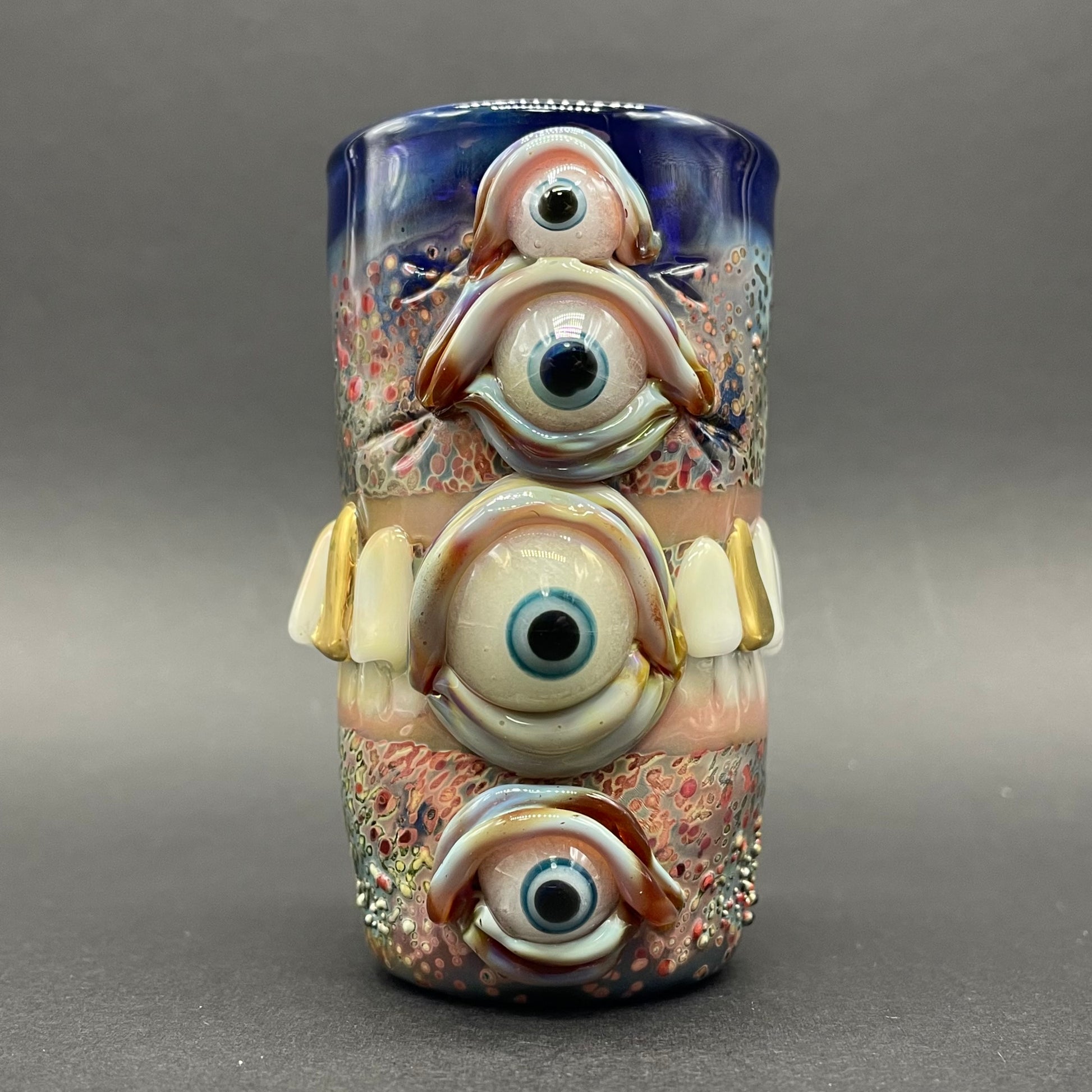 Too many teeth shot glass detail view - premium glass art