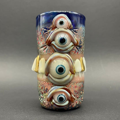 Too many teeth shot glass detail view - premium glass art