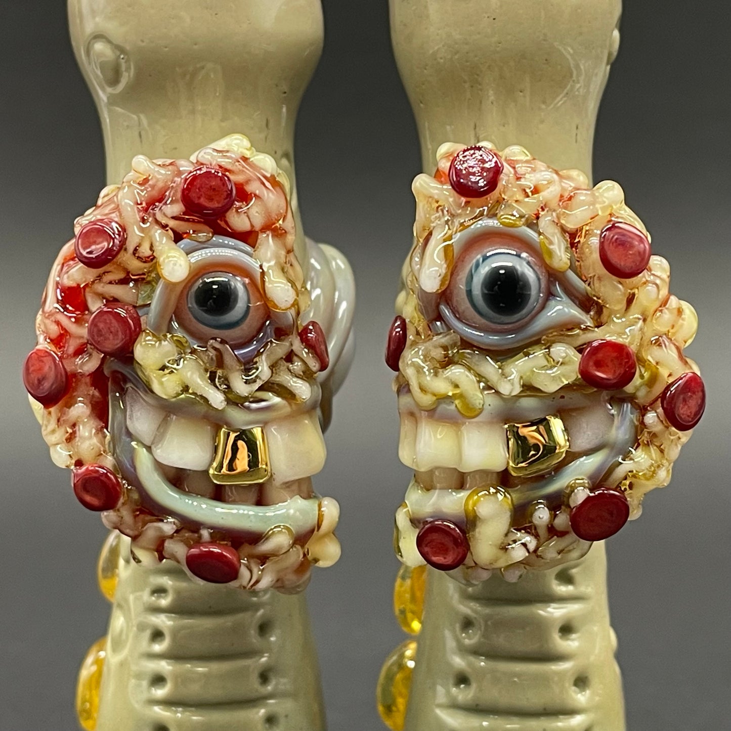 Close-up of Pizza Is for Lovers – Matching Chillum Set - handcrafted glass