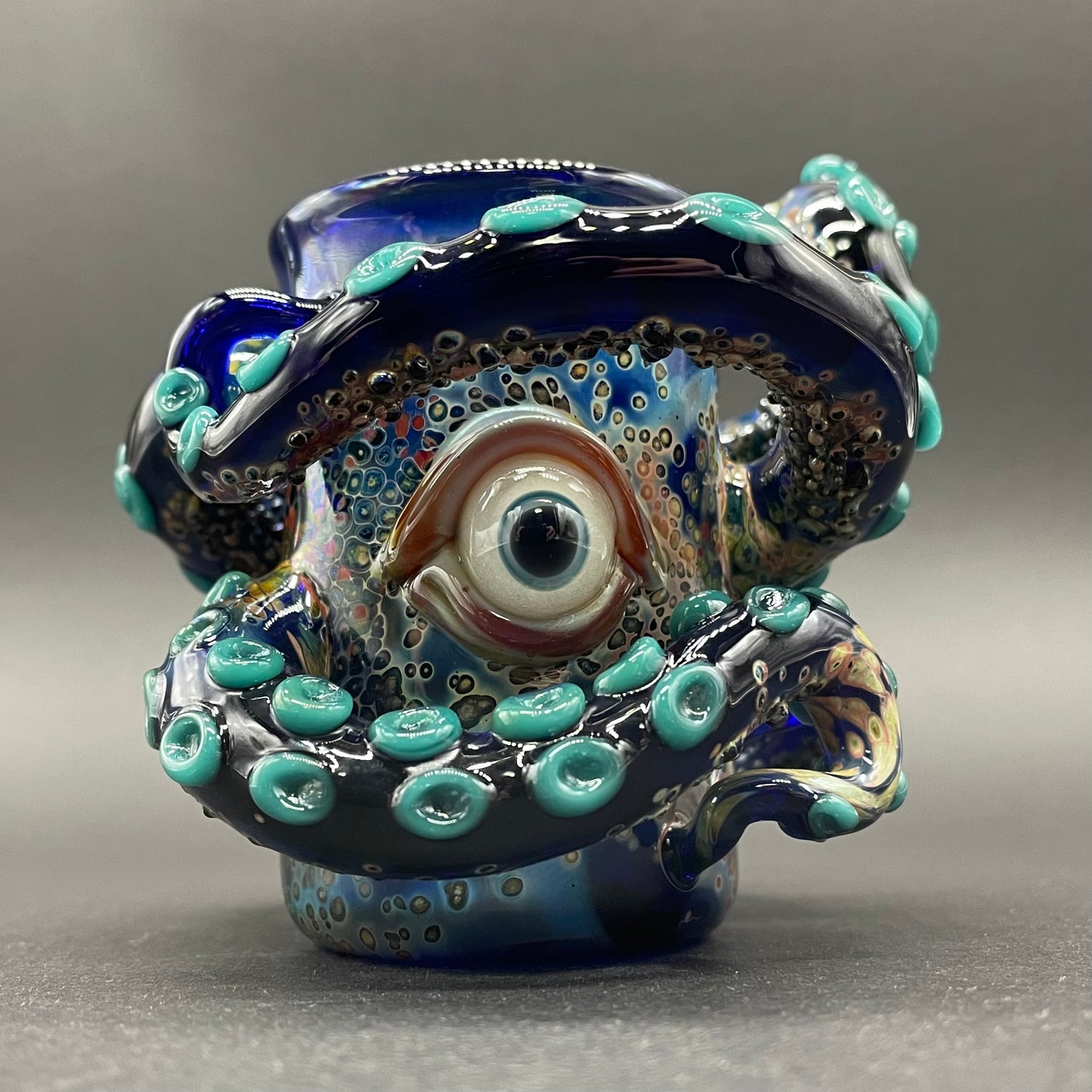 Close-up of Leviathan wrapped tentacle shot glass - handcrafted glass