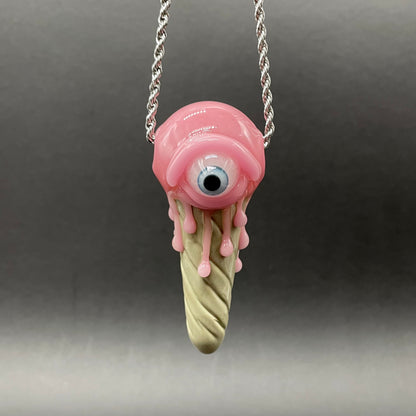 Premium Eye scream cone pendant - collectible glass art