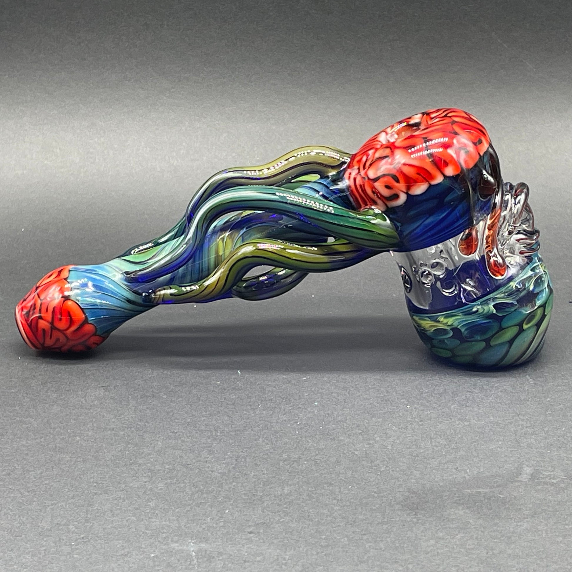 Close-up of Brain Bubbler - handcrafted glass