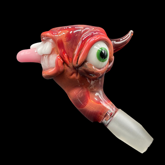Hand-blown glass 14mm 45° single hole slide by Leviathan Glass