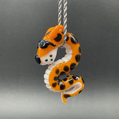 Slithering Chester Cheetah glass pendant