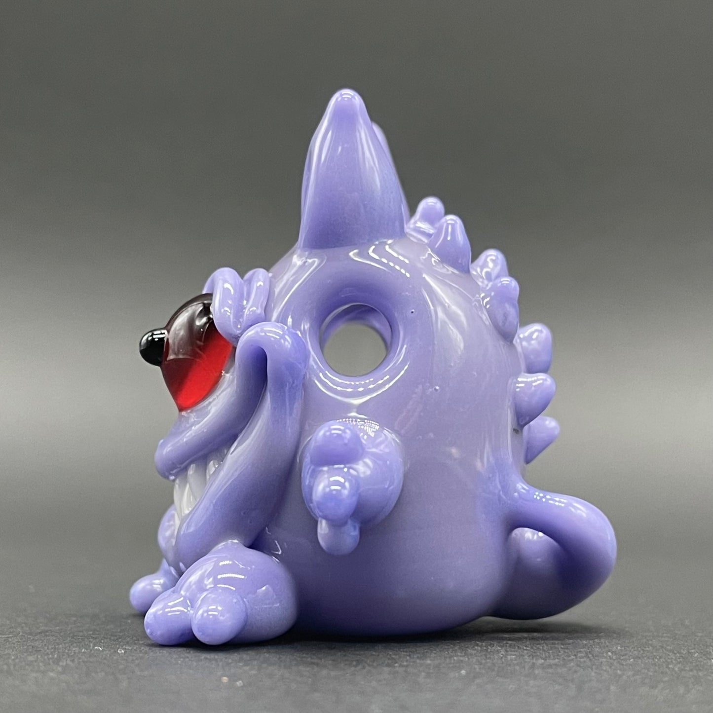Gengar Pokémon glass pendant by Leviathan Glass - artisan detail