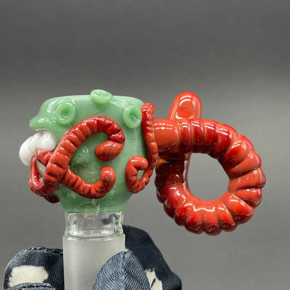 Hand-blown 18mm worm food slide - Leviathan Glass original