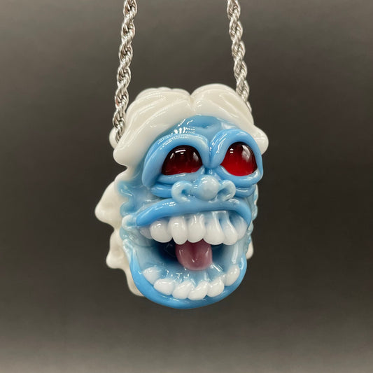 Blown glass yeti pendant