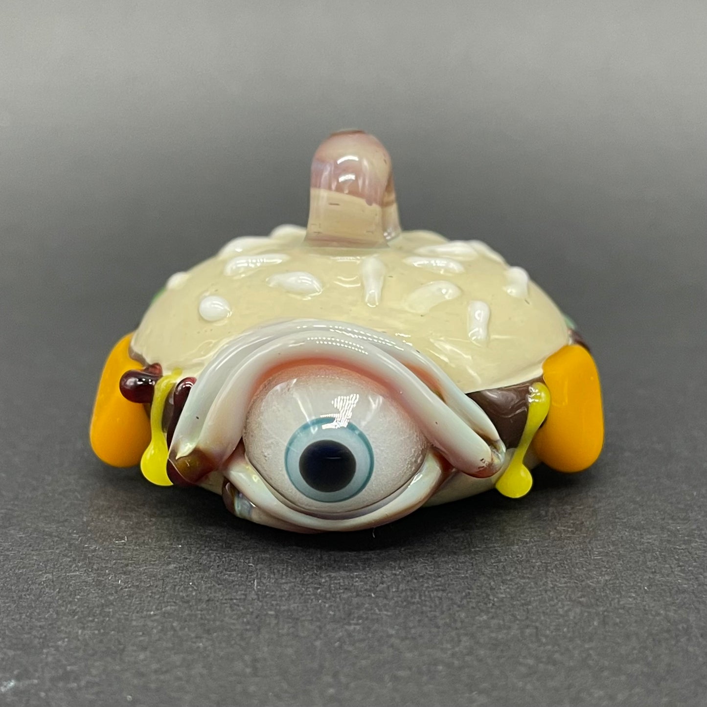 Leviathan Glass Eye love cheeseburger pendant - hand-blown art