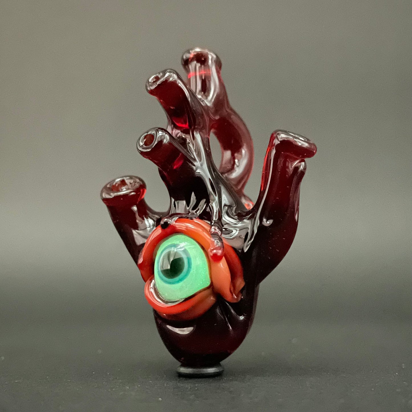 Hand-blown Anatomical cyclops heart pendant - Leviathan Glass original