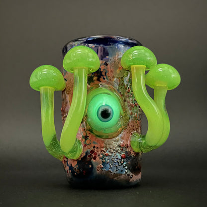 Hand-blown Green slime mushroom shot glass - Leviathan Glass original