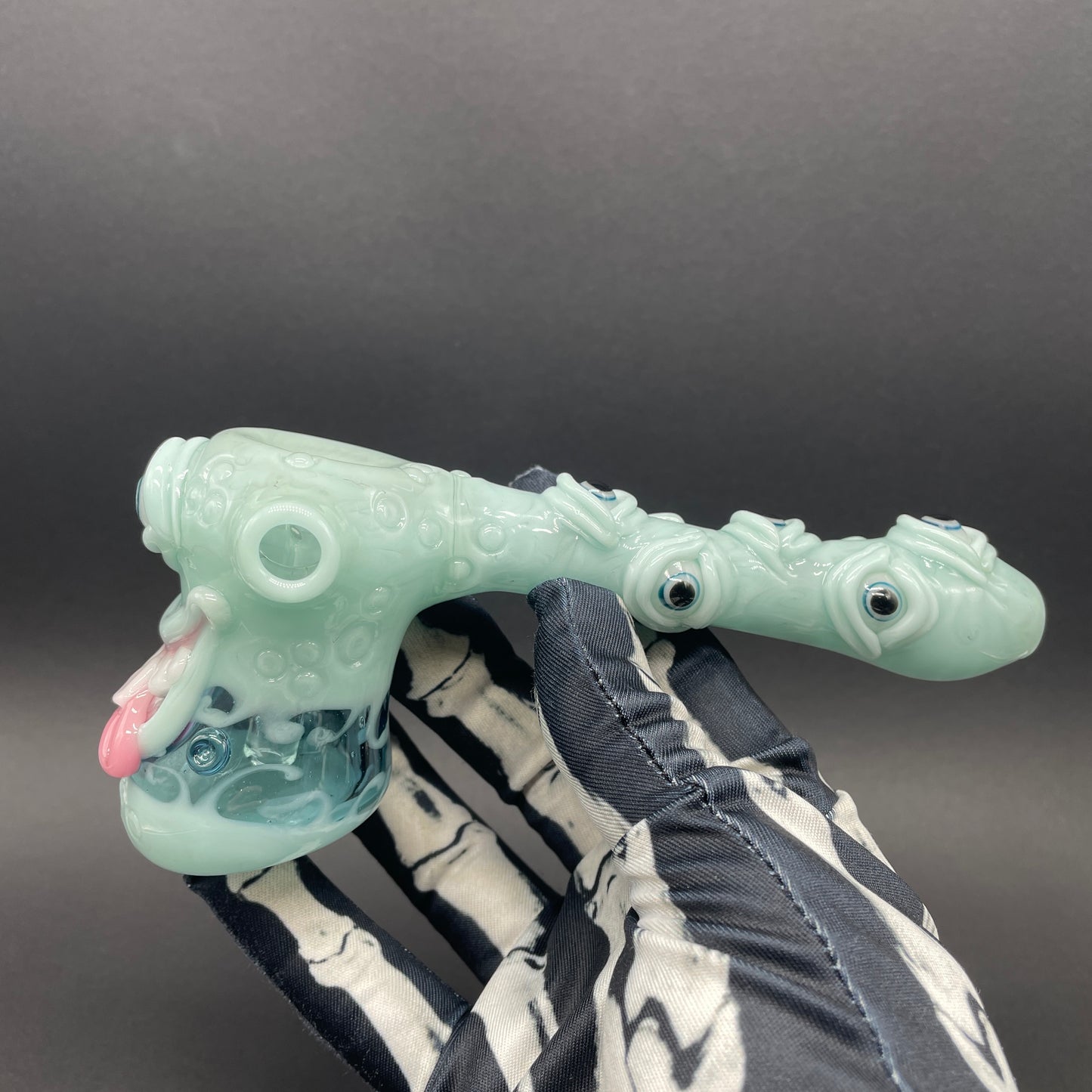 Hand-blown Smiley face bubbler - Leviathan Glass original