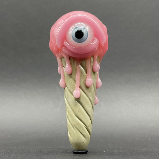 Eye scream cone pendant detail view - premium glass art