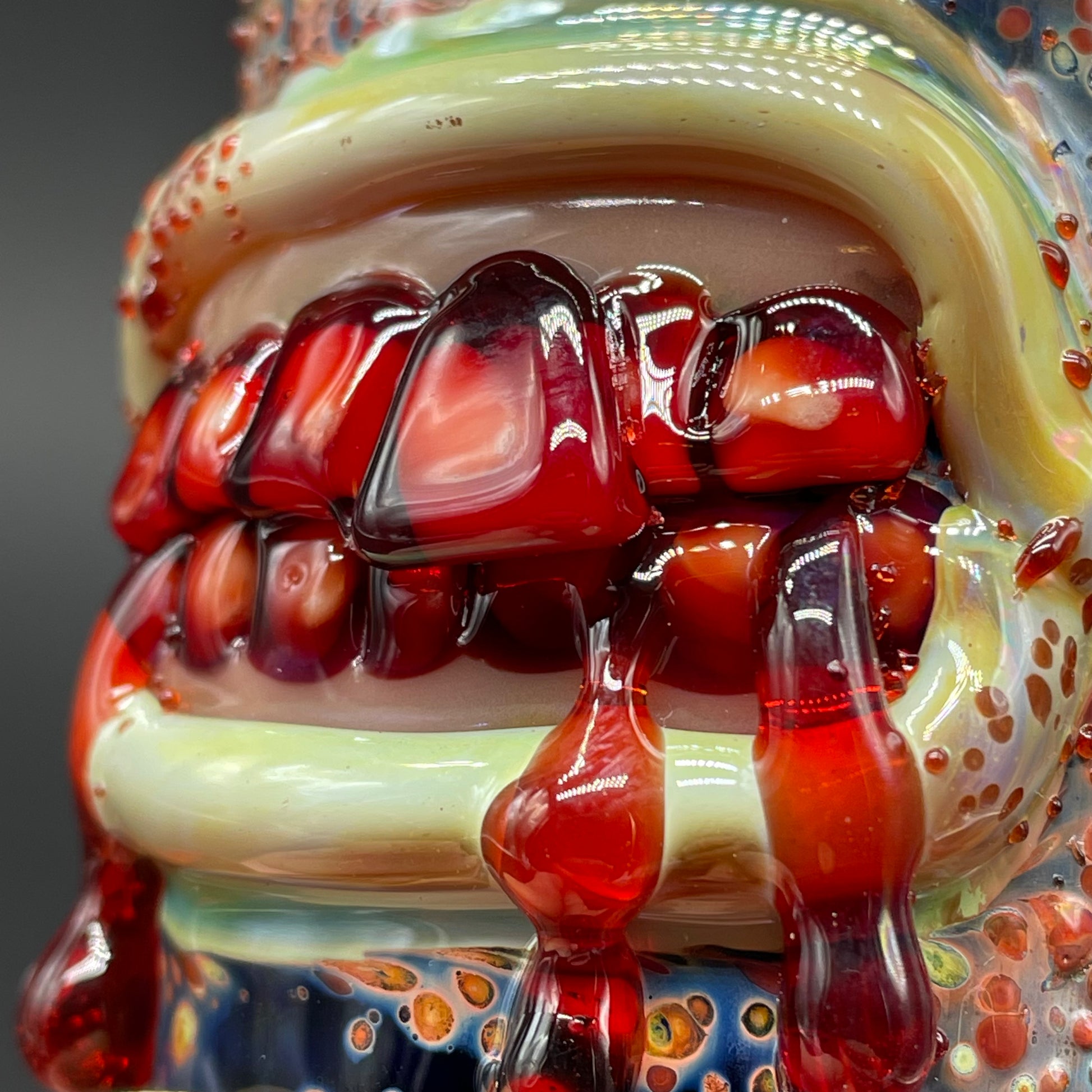 Bite your tongue shot glass by Leviathan Glass - artisan detail