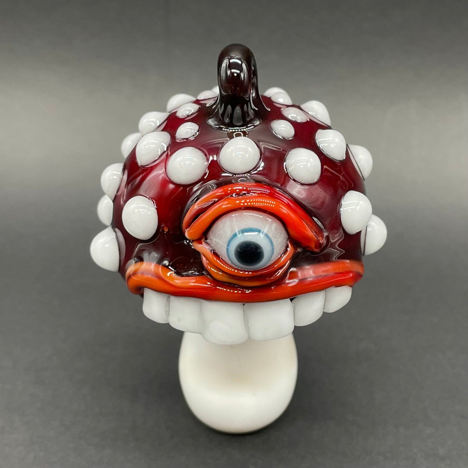 Cyclops mushroom ornament hand blown glass art - Leviathan Glass