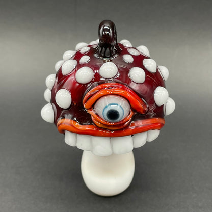 Cyclops mushroom ornament hand blown glass art - Leviathan Glass