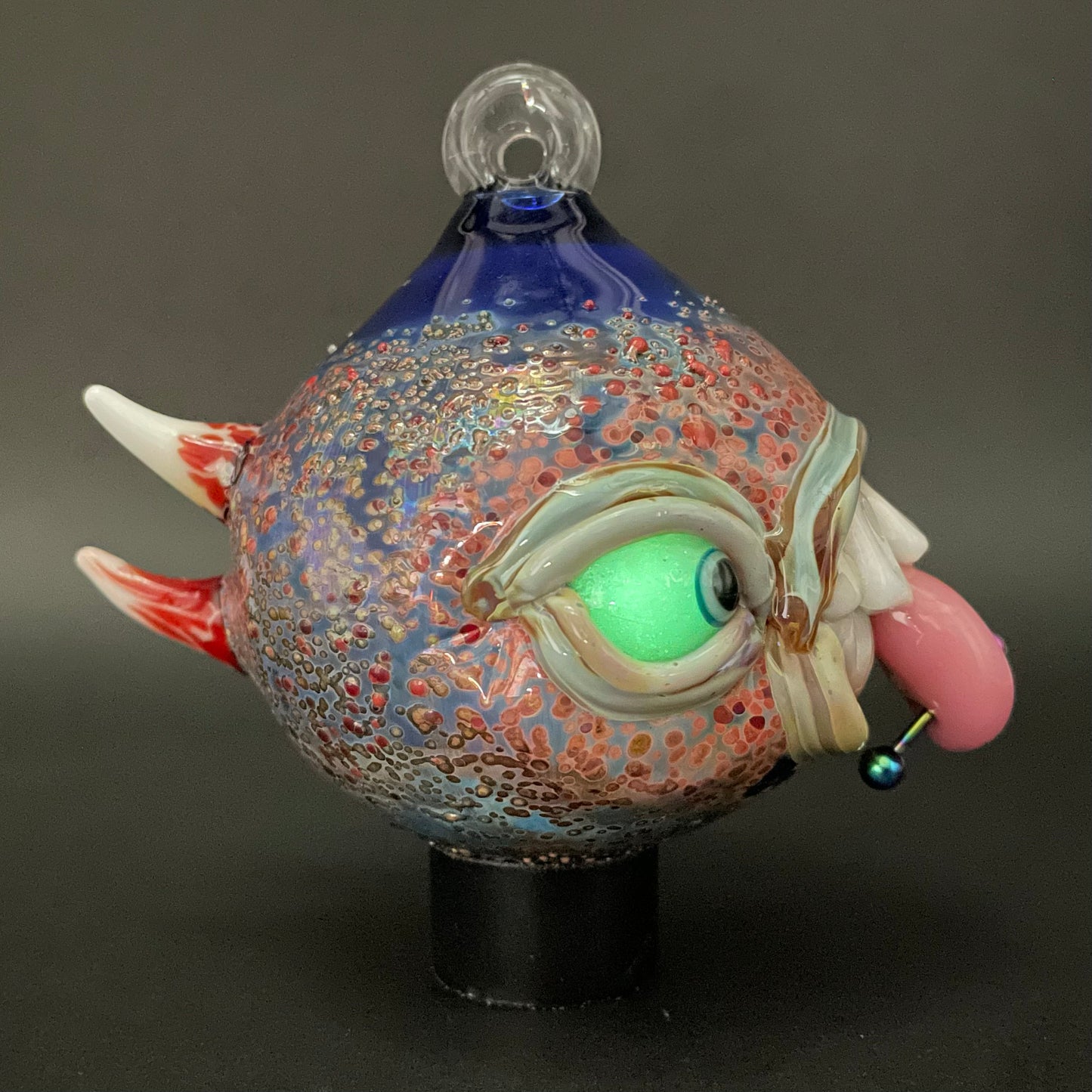 Hand-blown Pierced tongue cyclops ornament - Leviathan Glass original