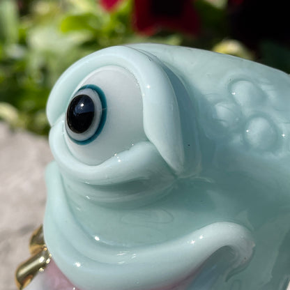 Hand-blown Smiley face bubbler - Leviathan Glass original