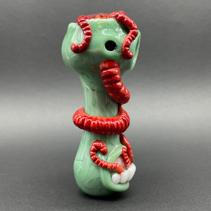 Close-up of Worm food spoon - handcrafted glass