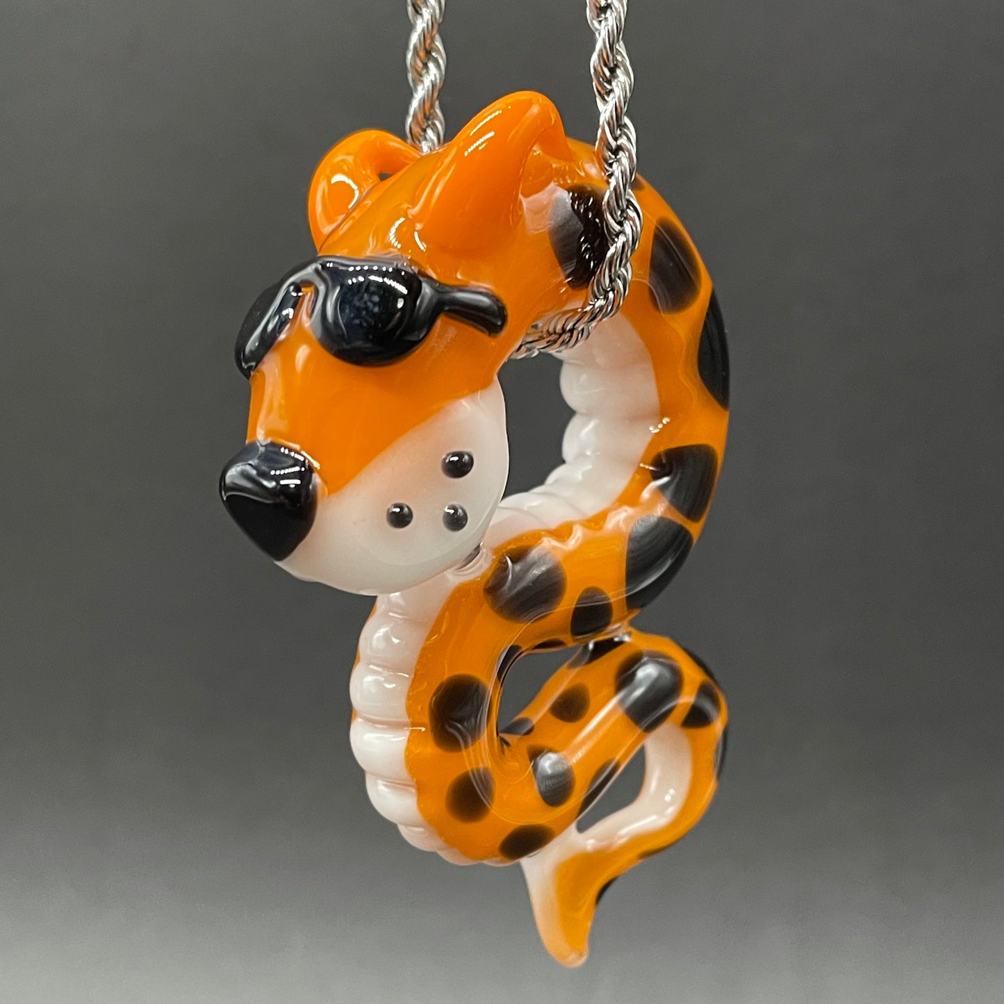 Slithering Chester Cheetah glass pendant