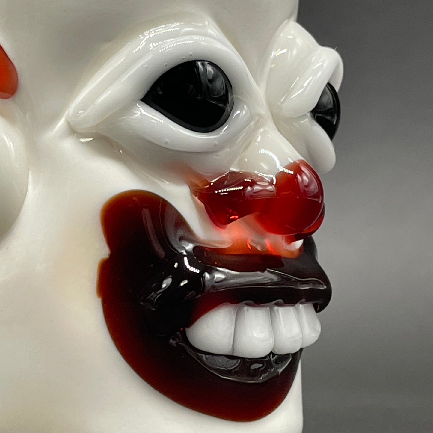 Nightmare fuel Evil clown shot glass glass art - premium handcrafted piece