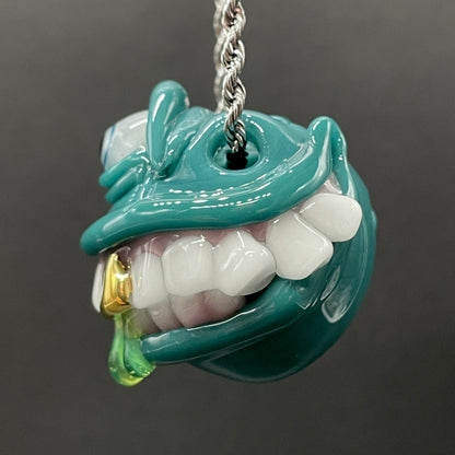 Grinning like a fool glass pendant