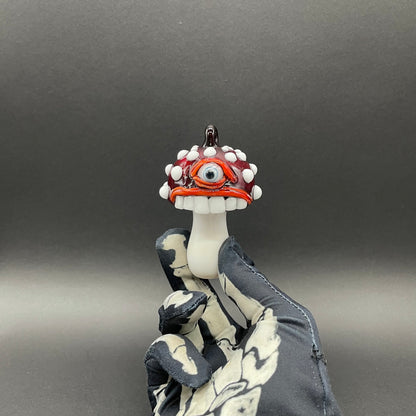 Cyclops mushroom ornament hand blown glass art - Leviathan Glass