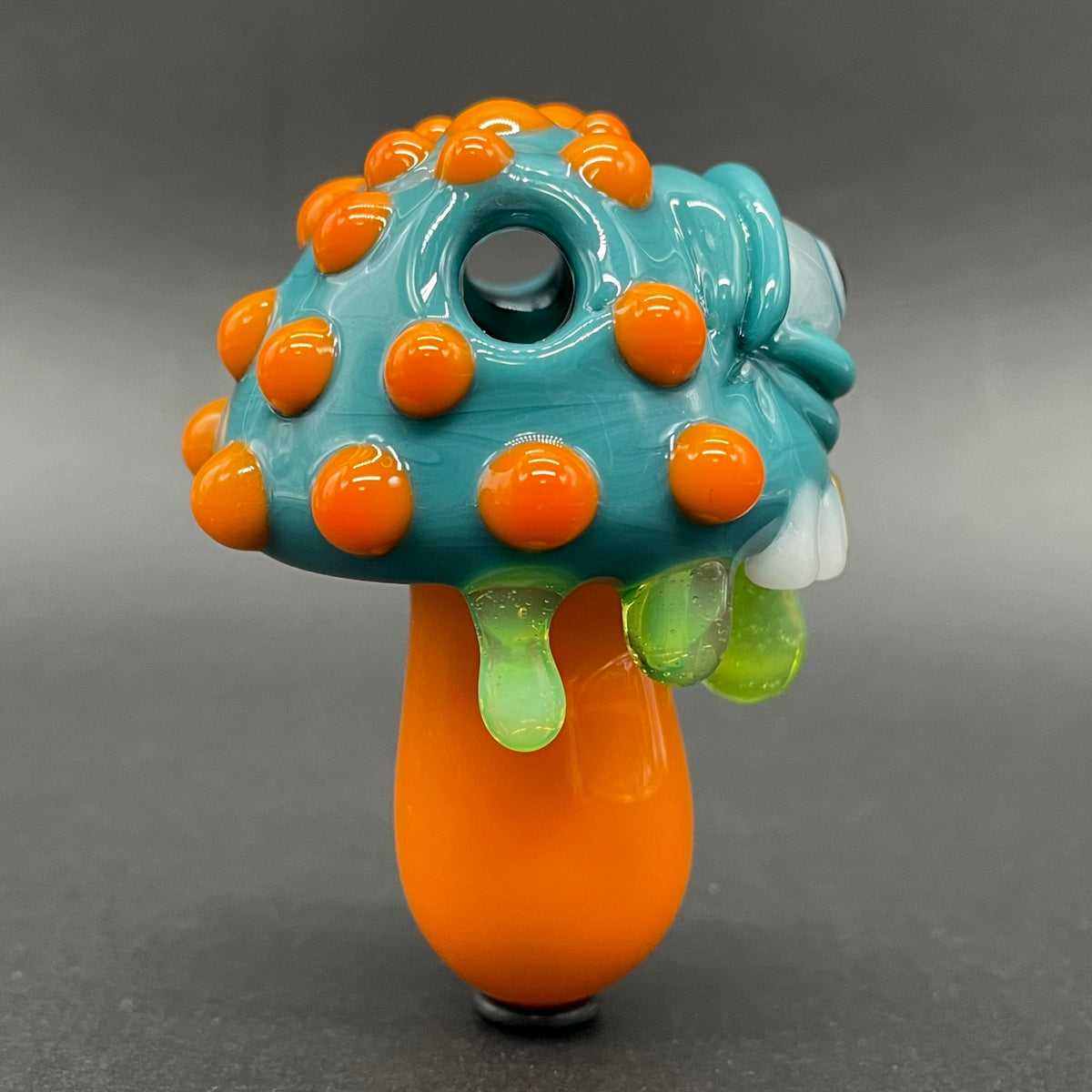 About last night glass mushroom pendant by Leviathan Glass - artisan detail