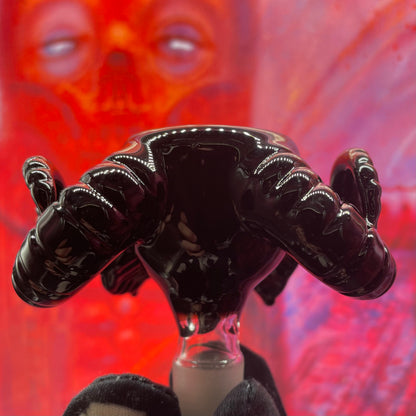 Hand-blown 14mm black Philip slide - Leviathan Glass original