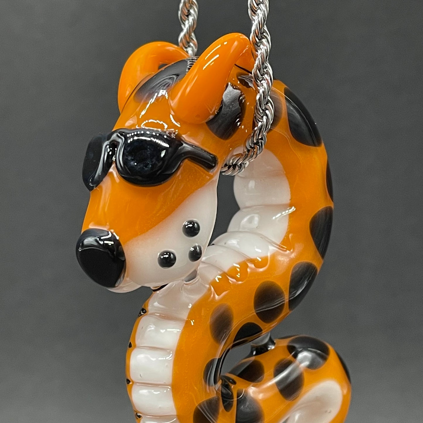 Slithering Chester Cheetah glass pendant