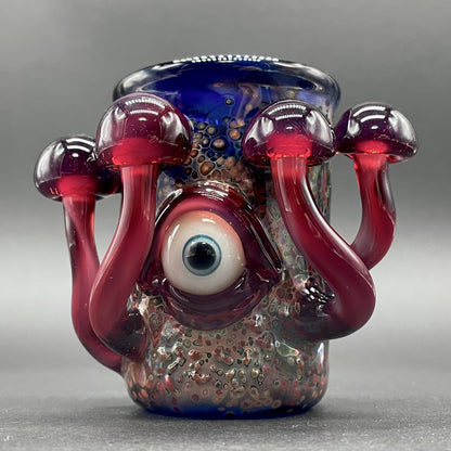 Phoenix mushroom shot glass detail view - premium glass art