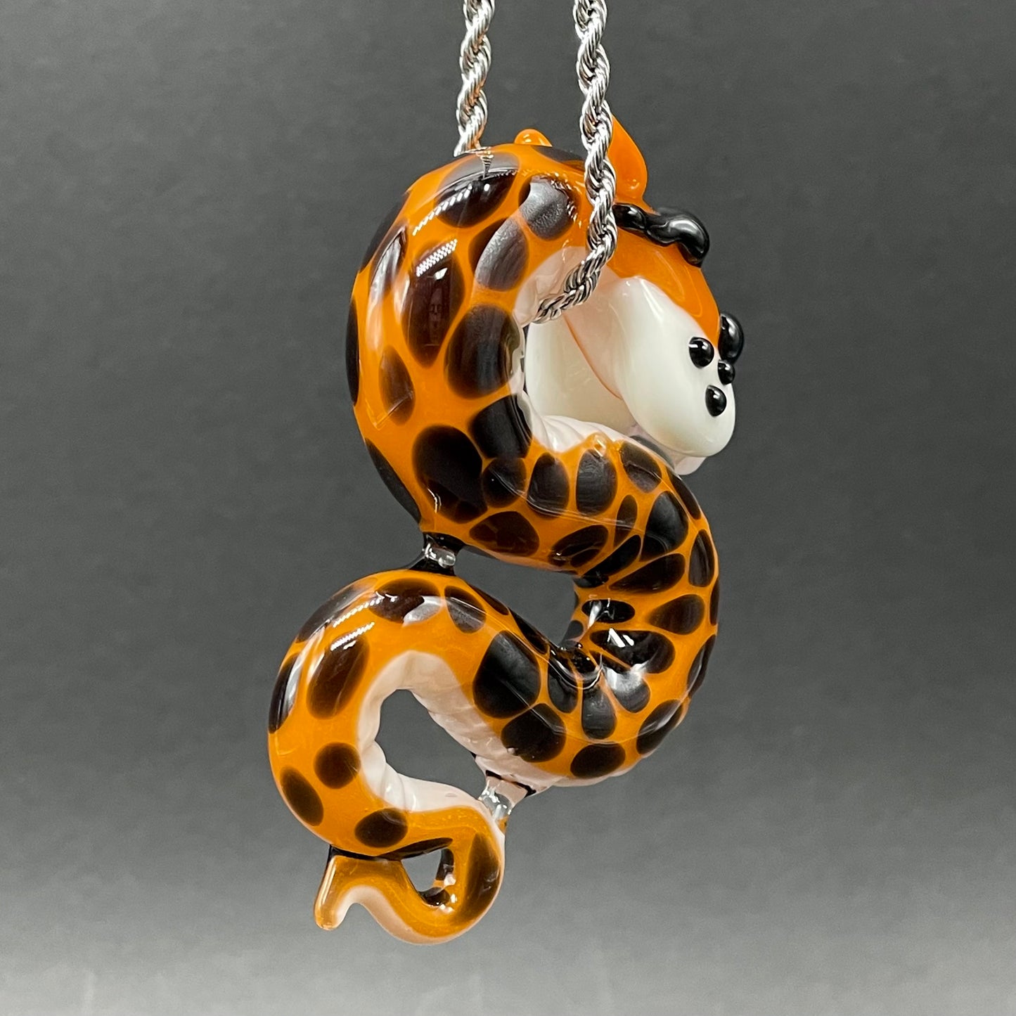 Slithering Chester Cheetah glass pendant glass art - premium handcrafted piece