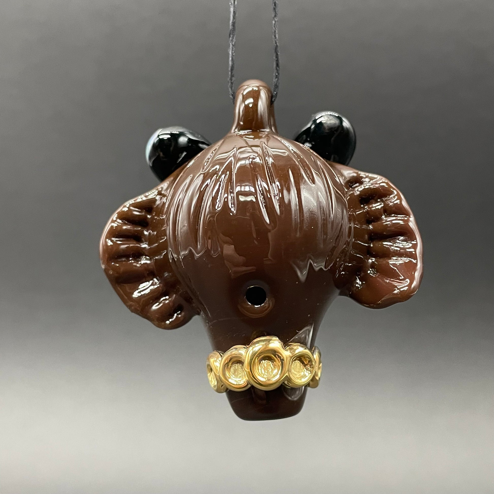 Hand-blown blinged out glass grizzly bear pendant - Leviathan Glass original