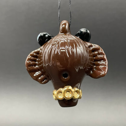 Hand-blown blinged out glass grizzly bear pendant - Leviathan Glass original