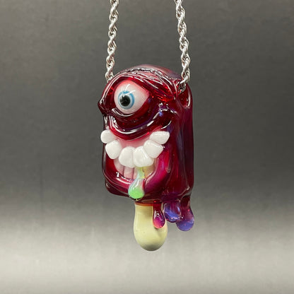 Hand-blown glass Drippy popsicle pendant by Leviathan Glass