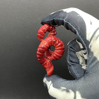 Hand-blown glass earthworm pendant - Leviathan Glass original