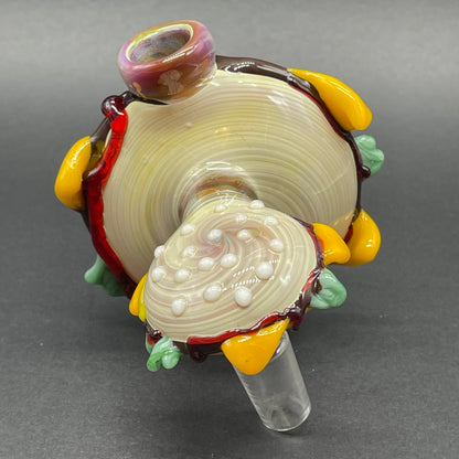 Artisan glass Cheeseburger in paradise ash catch - detailed craftsmanship