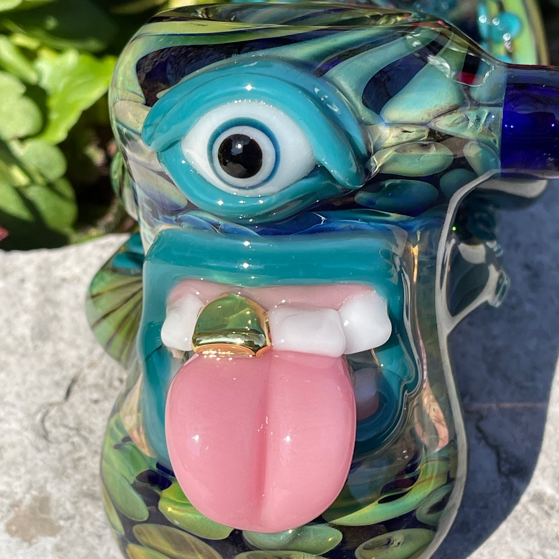 Hand-blown Tentacle tongue bubbler - Leviathan Glass original