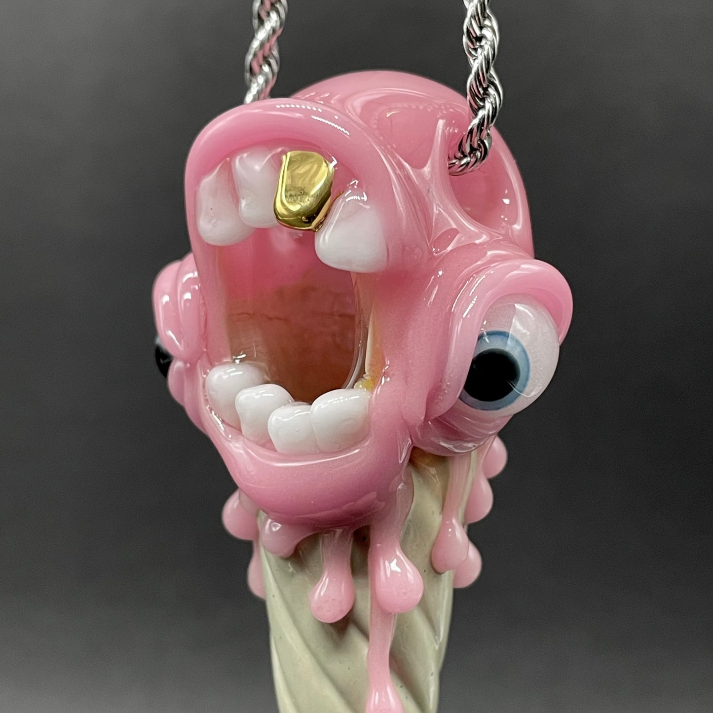Premium Ice scream cone pendant - collectible glass art