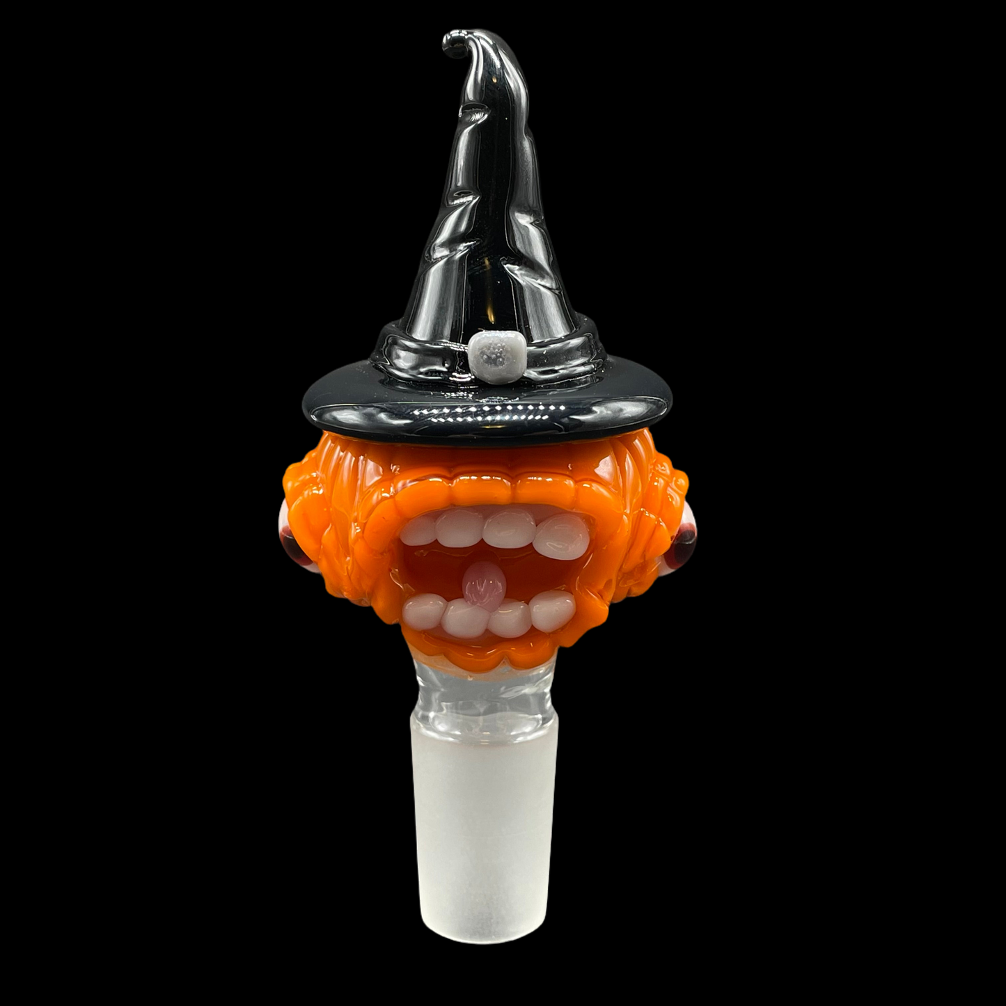 Hand-blown glass 18mm Witchy pumpkin slide by Leviathan Glass