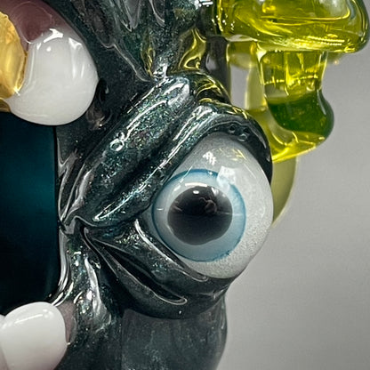Hand-blown Screaming UV reactive mushroom monster pendant - Leviathan Glass original