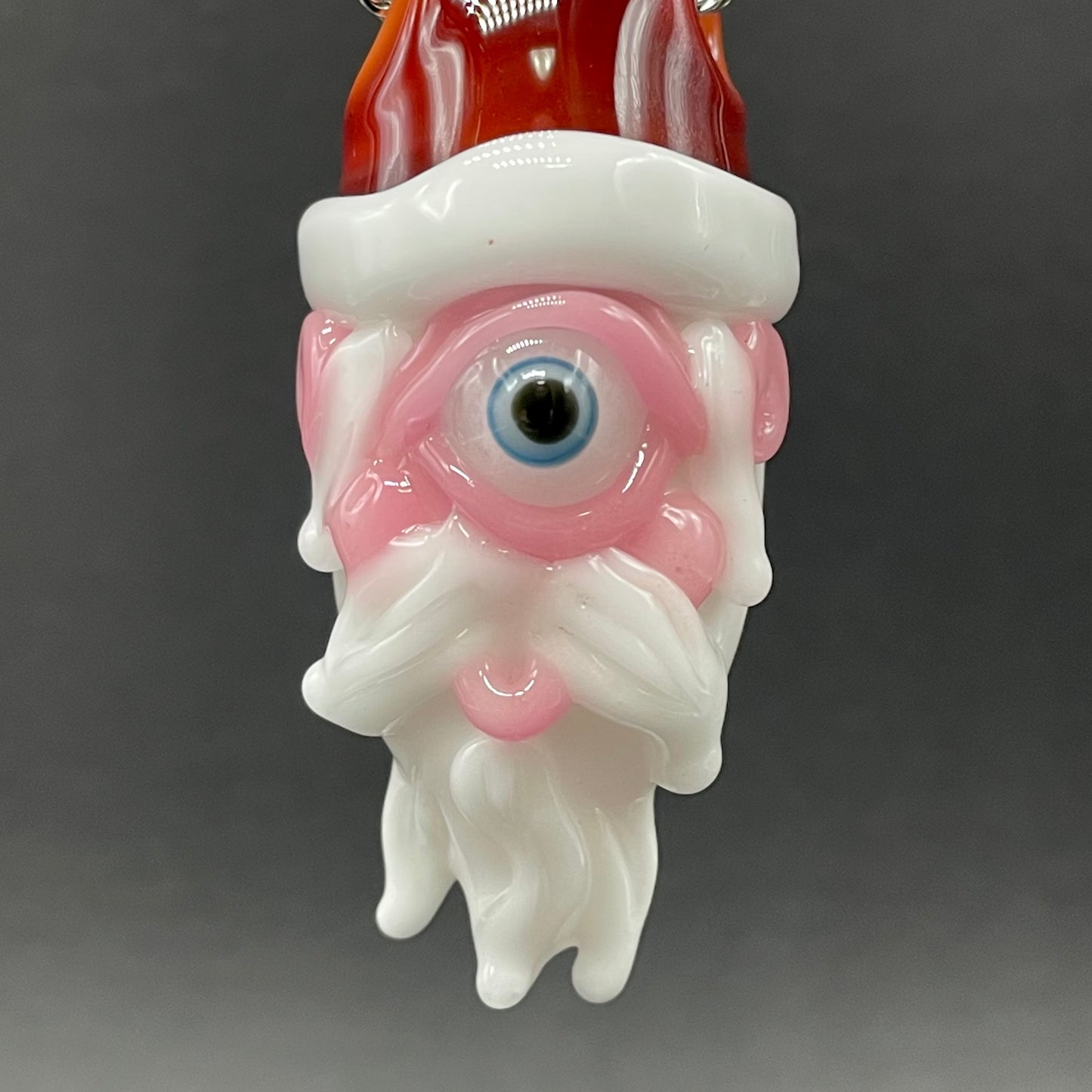 Cyclops Santa glass pendant by Leviathan Glass - artisan detail