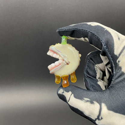 Hand-blown Pizza fiend pendant - Leviathan Glass original