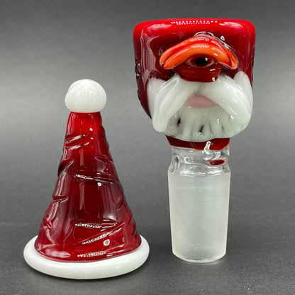 Close-up of 18mm Cyclopean Santa slide - handcrafted glass